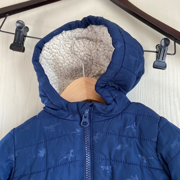 Baby GAP Navy Blue Dinosaur Puffer Winter Coat - Picture 2 of 8